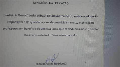 carta para ministro da educação